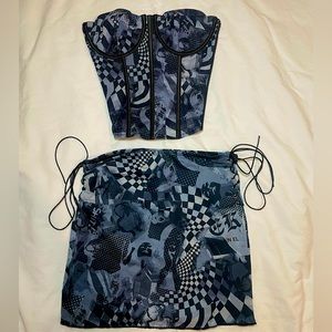 PATTERNED CORSET AND MINI SKIRT SET